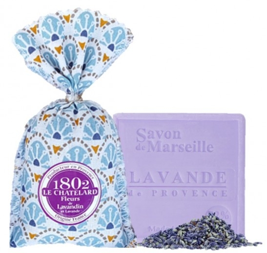 Lavendelsäckchen "Bleu Azur" mit Seife ohne Palmöl "Lavendel", 100 g