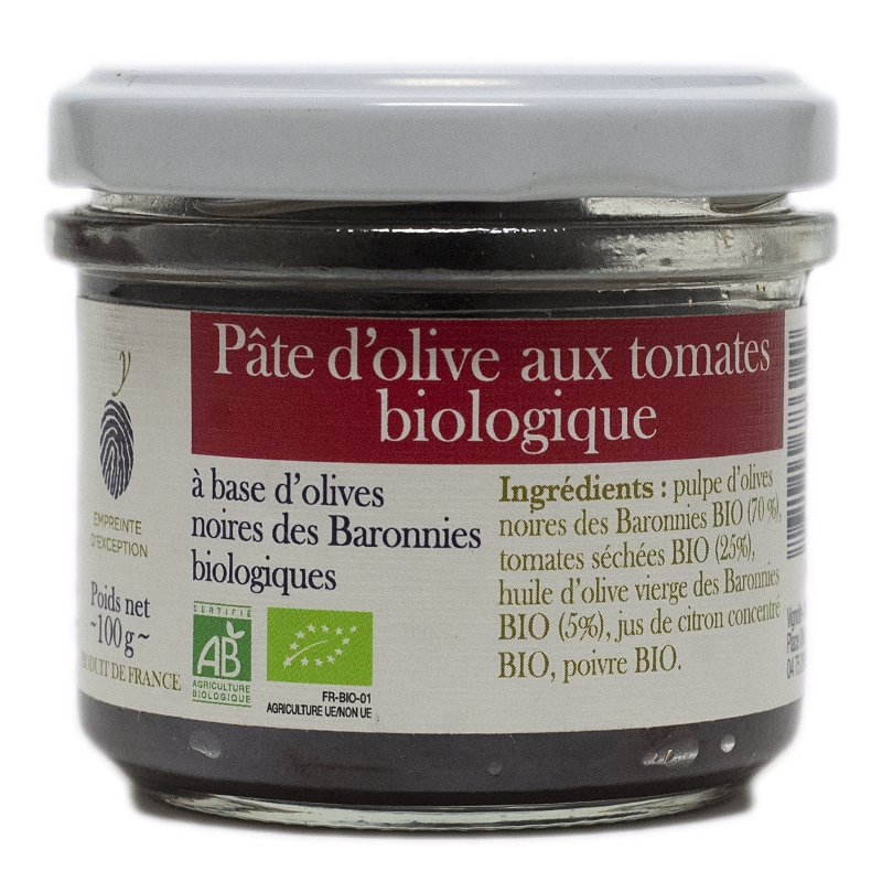Schwarze Bio-Olivenpaste aus Nyons mit getrockneten Bio-Tomaten, 100 g