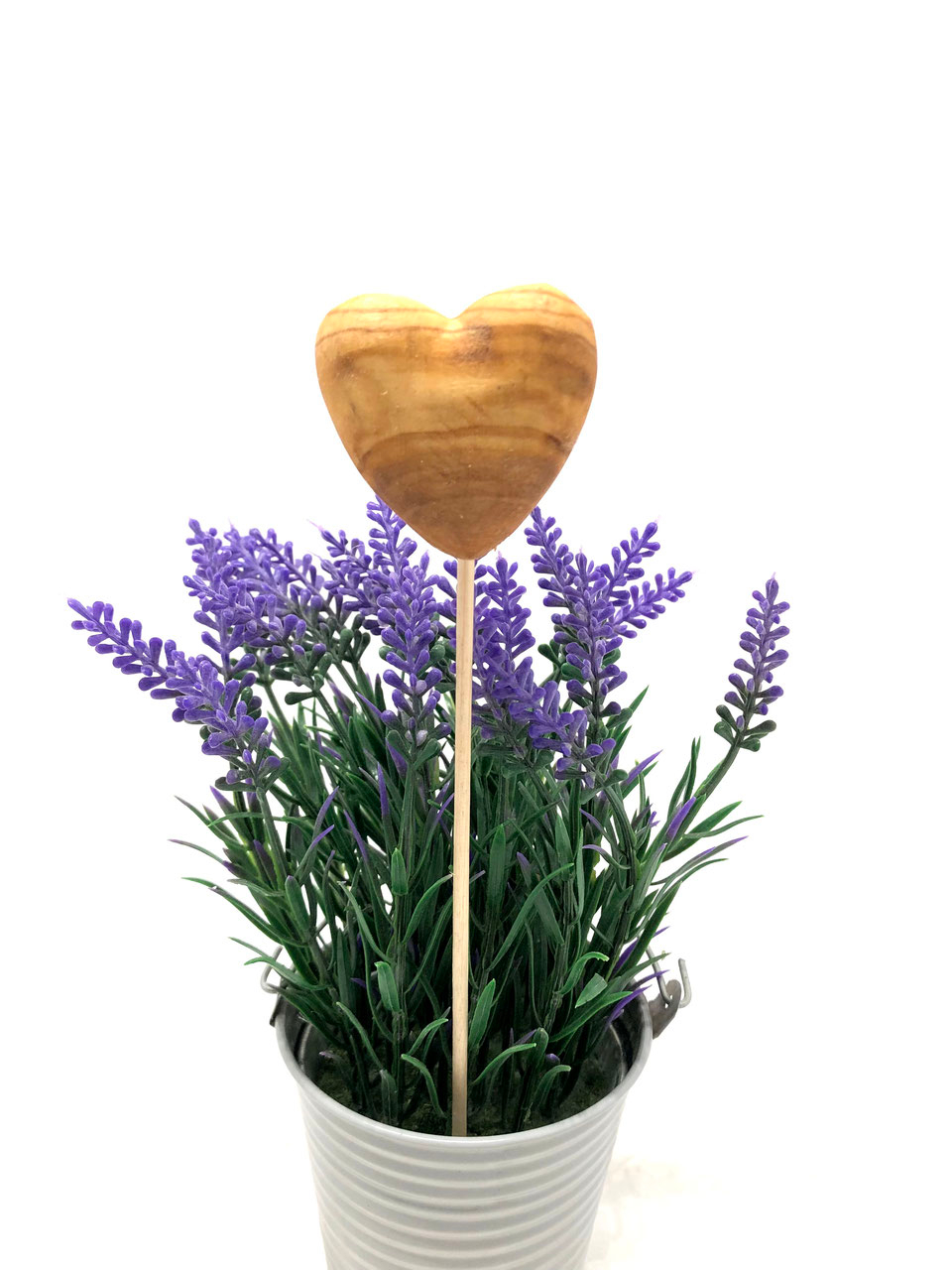 Blumenstecker aus Olivenholz "Herz", 25 cm