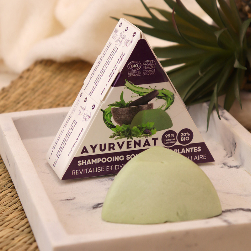 Ayurvedisches Haarshampoo mit 18 Pflanzenextrakten, fest, 50 g