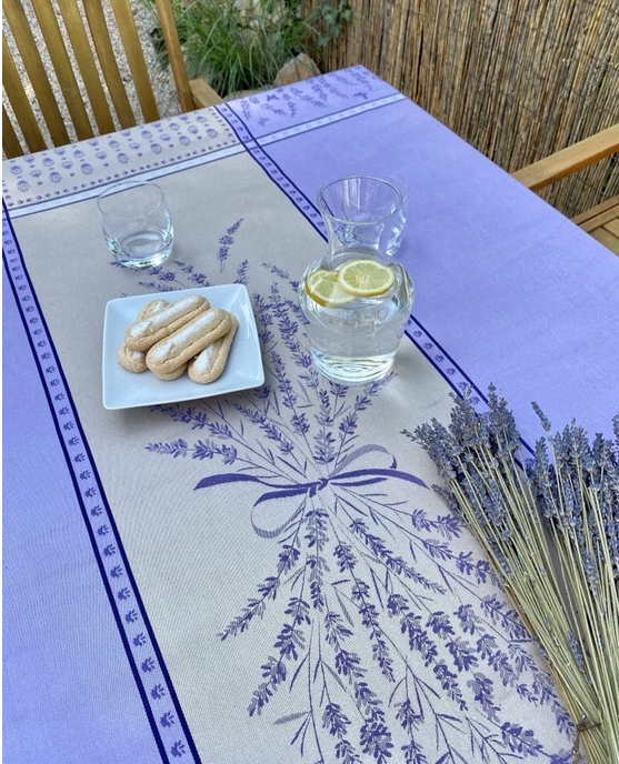 Tischdecke, 160 x 200 cm "Grignan", lila-beige