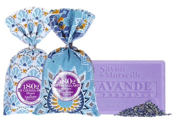 Lavendelsäckchen "Bleu Azur" mit Savon de Marseille "Lavendel"