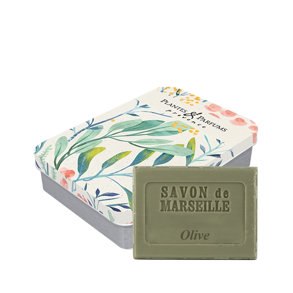 Seifendose "Olivenzweig" mit Oliven-Seife