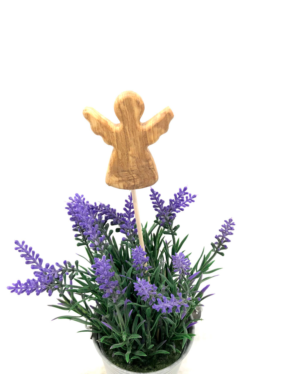 Blumenstecker aus Olivenholz "Engel", 25 cm