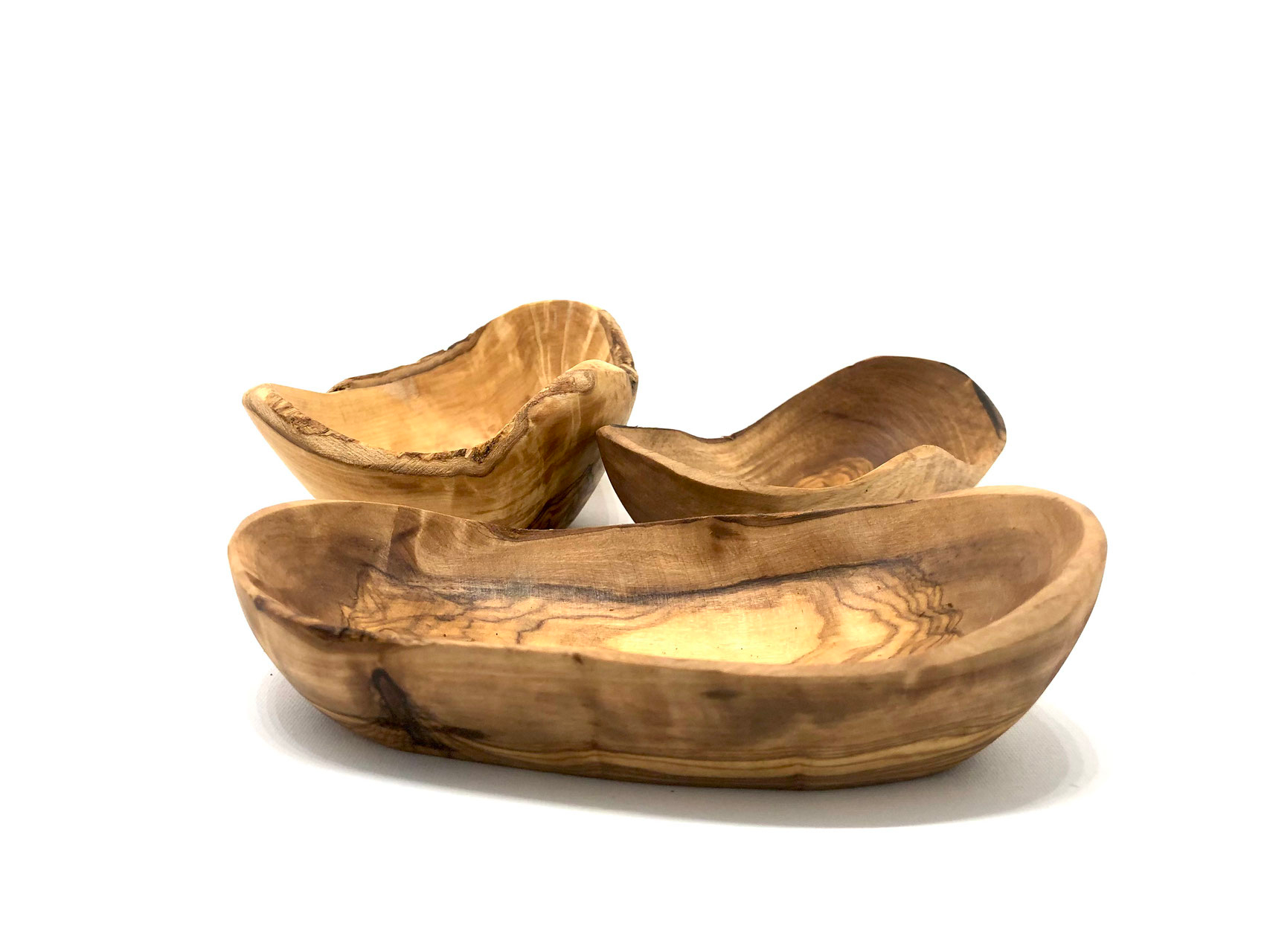 Servierschale aus Olivenholz, rustikal, 14 - 16 cm